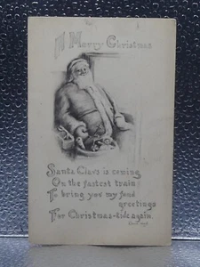 Postal no topográfica vintage de Papá Noel de Feliz Navidad circa 1912 - Imagen 1 de 2