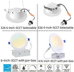 4 Inch 6 Inch LED Recessed Light Canless Downlight Wafer Lighting,Dimmable 0-10V - Picture 1 of 95