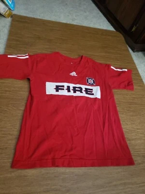 Chicago Fire ADIDAS Soccer Football Top T-Shirt Red Short Sleeve Kids M VGC - Image 1 of 4
