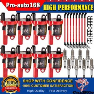 8 Pack Round Ignition Coil+Spark Plug+Wire for GMC Chevy Silverado 1500 V8 UF742 - Bild 1 von 15