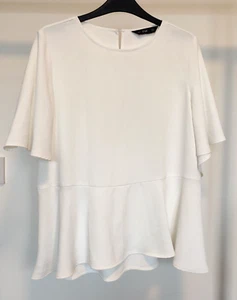 Camicetta donna F&F bianco sporco/crema, dettaglio manica corta aperta, plissettata - Taglia 14 - Foto 1 di 14