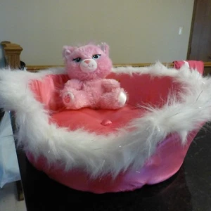 BAB workshop small fry glitter kittie & pink silky / furry bed FS - Picture 1 of 4