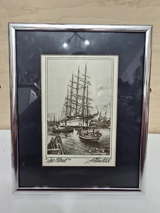 Beautiful Vintage Ship Boat Framed Artwork. Nautical Sea Ocean Theme. Signed.  - Picture 1 of 8