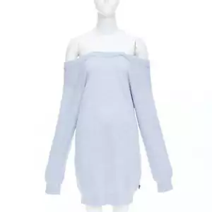 ALEXANDER WANG T blue merino wool white contrast sweater dress M - Picture 1 of 9