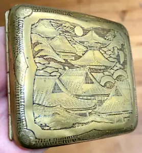 Antique Japanese 1920s Brass Komai Style Cigarette Case - Japan - Picture 1 of 12