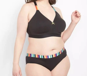 Lane Bryant CACIQUE Cotton Hipster Wide Waist Panty BLACK RAINBOW PLUS 22/24 3X - Picture 1 of 3