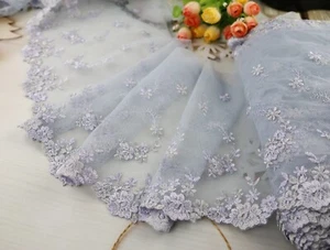 8"*1 Yard Zart Bestickt Blume Tüll Spitze Borte Nähen Puppe Kleidung CD29 - Bild 1 von 1