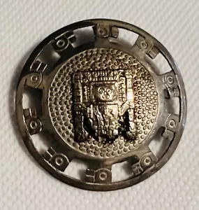 RARE VINTAGE PERUVIAN PERC DESIGNER 925 STERLING SILVER 18K GOLD BROOCH/PENDANT - Picture 1 of 5