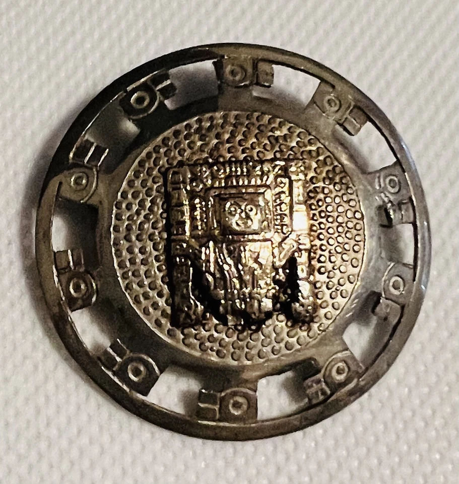 RARE VINTAGE PERUVIAN PERC DESIGNER 925 STERLING SILVER 18K GOLD BROOCH/PENDANT - Image 1 of 4