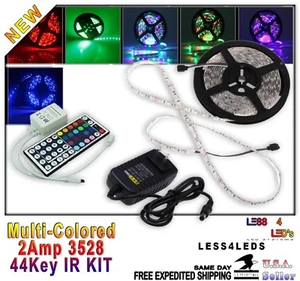 Waterproofed SMD 3528 5M 16.4ft flexible Led Strip light RGB Full Kit - Picture 1 of 12