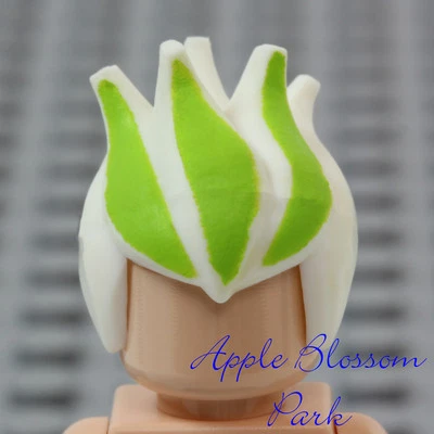 LEGO Minifig Green WHITE SPIKED HAIR - Dr D Zaster Agents Villain Head Gear 8969 - Image 1 of 4