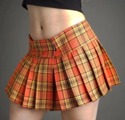 Falda MICRO MINI plisada a cuadros (naranja) Foto 1 de 4
