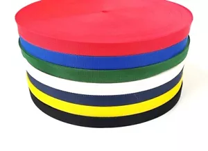 25mm Webbing Polypropylene Dog Leads Bags Straps Handles 1m - 100m In 7 Colours - Picture 1 of 16