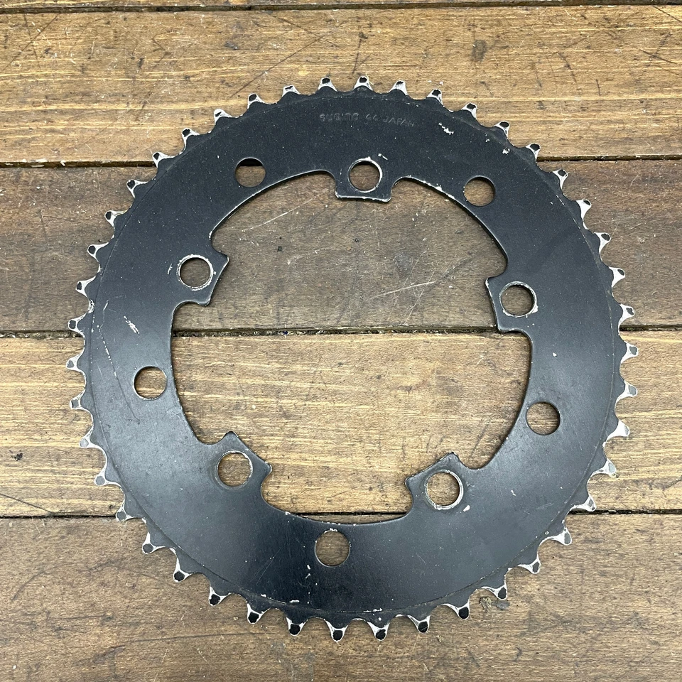 Sugino BMX Chainring 44t WEAR Black Old School BMX  44 Tooth 110 130 BCD - Image 1 of 4