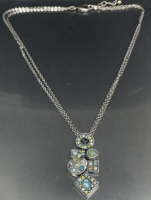 "Collar colgante Patricia Locke EE. UU. cristales enchapados en plata abstractos 16-17"" 2009" Foto 1 de 4