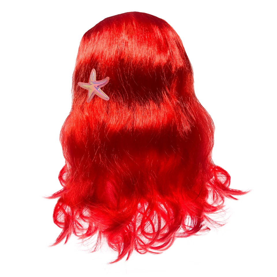 Perücke Meerjungfrau Rot mit Seestern Damen Mädchen für Fasching Karneval Party - Bild 1 von 1