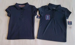 IZOD Girls Navy School Uniform Shirts Size 4/5 XXS New NWT Bundle Set Of 2 Tops - Picture 1 of 8