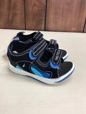 Nautica black blue strap sandal shoes toddler boys girls size 7 NWT - Image 1 of 4