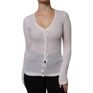 DOLCE & GABBANA Pullover Weiß Seide Button Down Cardigan IT38/US4/XS UVP 1060usd - Bild 1 von 9