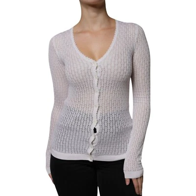 DOLCE & GABBANA Suéter Blanco Seda Cárdigan Abotonado IT38/US4/XS PRECIO DE VENTA SUGERIDO POR EL FABRICANTE 1060usd Foto 1 de 4
