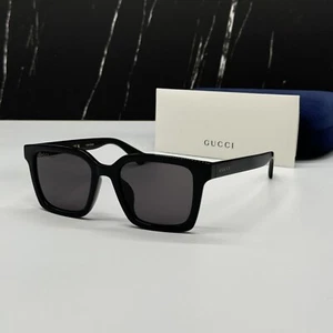 NEW GUCCI GG1582SK 001 BLACK GREY SQUARE UNISEX GUCCI SUNGLASSES - Picture 1 of 11