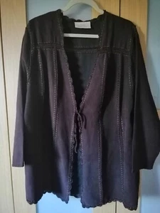 Ann Harvey Ladies Brown Suede Effect Jacket with Rope Tie and Detail - Size 18 - Picture 1 of 14