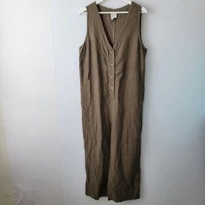 anthropologie hd in paris green sleeveless v-neck button front jumpsuit size L - Picture 1 of 7