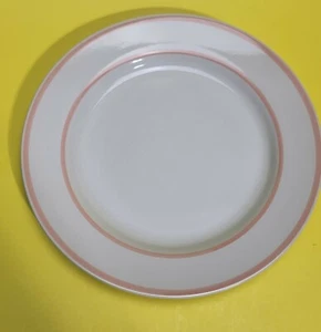 Martha Stewart 7.75" Salad Plate Westport Classic Stoneware Cream w/Pink Band - Picture 1 of 5