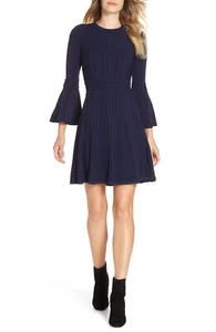 Eliza J Damen blau Glockenärmel Strick Fit and Flare Kleid Größe M $ 128 - Bild 1 von 10
