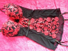 ANN SUMMERS UNDERWIRED RED/BLACK CAMI SUSPENDER "CECILE" SIZE SMALL B-C NWT