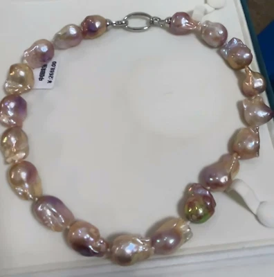 AAA15-16 mm natural baroque pink purple south sea  pearl  necklace 17.5inches - Image 1 of 4