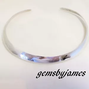 TAXCO CORONA TC-32 NECKLACE Smooth Collar 925 STERLING SILVER Vtg 16"-17.5" - Picture 1 of 5
