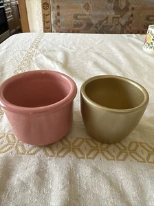 2 Stück kleine Übertopf Blumentopf Pflanzentopf Rosa und Gold farbig - Bild 1 von 7