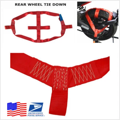1Pcs Red Motorcycle Rear Wheel Handlebar Transport Bar Tie Down Strap - Image 1 of 4