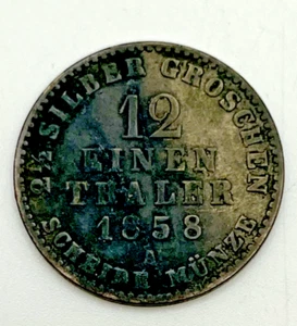 1858 a German States Schaumburg Lippe 1/12 Thaler 2 1/2 Silbergroschen KM#45 - Picture 1 of 2