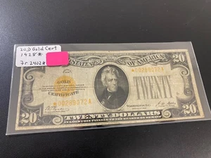 1928 $20 Gold Certificate *STAR* note Fr. 2402* - CIRCULATED GOLD STAR NOTE -$20 - Picture 1 of 2