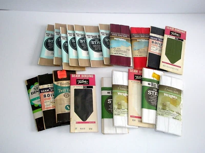Fita de viés de encadernação de costura Wrights Boiltex Star lote de 20 nova feita nos EUA década de 1970 CE 1 - Imagem 1 de 4