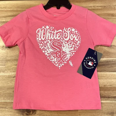 MLB Girls Toddler Pink Chicago White Sox Heart T-Shirt Tee - Size 3T - NEW Gift - Image 1 of 3