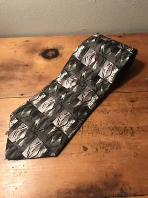 Corbata vintage Silk Honors para hombre verde militar y gris Foto 1 de 4