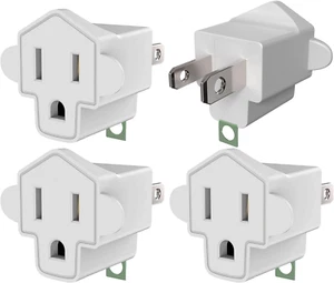4 Pack ETL Listed Grounding Outlet Adapter, 3-2 Prong Adapter Converter, Portab - Picture 1 of 12