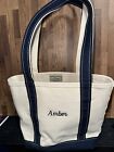 Vintage Ll Bean Boat And Tote Bag Navy Trim, Blue Stitching And Tag  Made In Usa