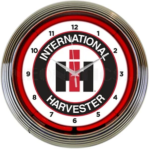 Neon clock Sign Case IH CaseIH international harvester tractor farm wall lamp - Picture 1 of 1