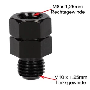 Adaptador De Espejo M10x1,25 Izquierda Exterior/M8x1,25 Derecha Interior Negro - Imagen 1 de 2