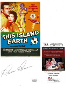 REX REASON (1928-2015) SIGNED CUT & PHOTO "STAR TREK, THIS ISLAND EARTH" JSA COA