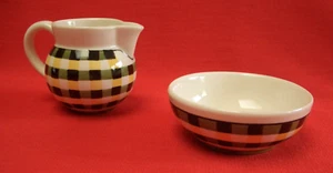 VILLEROY & BOCH GLASGOW BLACK GREEN YELLOW TARTAN SMALL MILK JUG & SUGAR BOWL - Picture 1 of 4