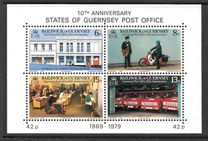 MNH 1979 10th Anniversary of Guernsey Post Office Souvenir Sheet Stamps British - Picture 1 of 1