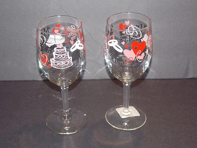 Mr. and Mrs. Vasos para tostar boda - decoraciones rojas, rosas y blancas Foto 1 de 4