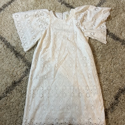 Abito Kate Spade bianco con occhielli e maniche svolazzanti taglia small spezie cose in su