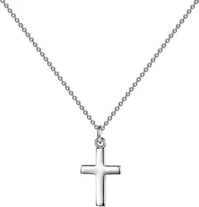 S925 Sterling Silver Tiny Cross Pendant Necklace for Women Dainty Cross Necklace - Picture 1 of 12