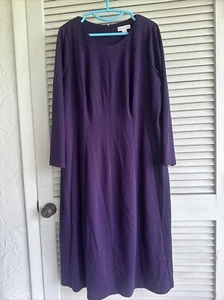 Coldwater Creek Women’s Plus Sz 18 Deep Purple Long Sleeves Boot Dress Maxi NWT - Picture 1 of 22